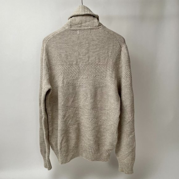 H&M Two Button Shawl Collar Pullover Sweater Lightweight Ribbed Cable, Size L - Picture 6 of 9